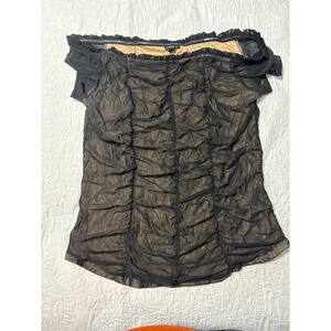 Torrid Black Off The Shoulder Ruched Mesh Top Womens Size 1